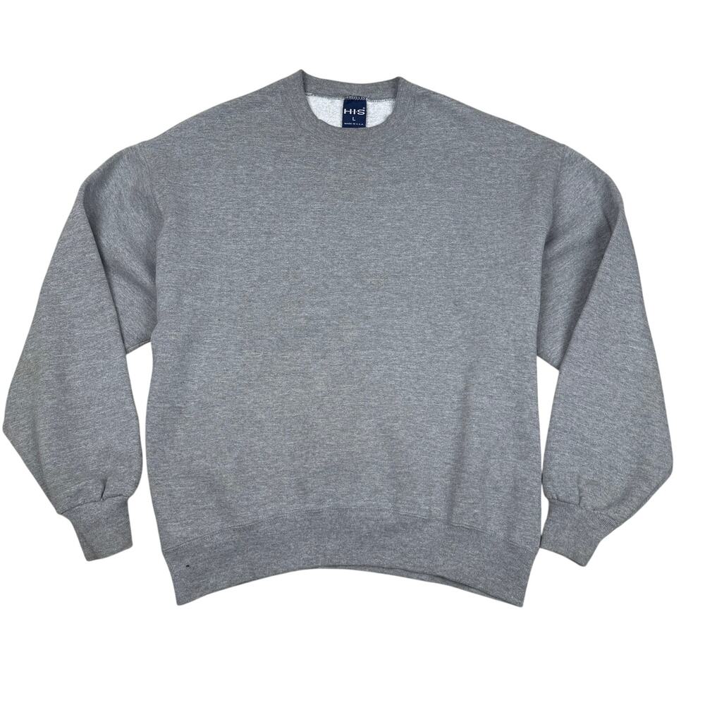 Vintage HIS Crewneck Heather Gray Sweatshirt USA Fleece Russell Athletic
